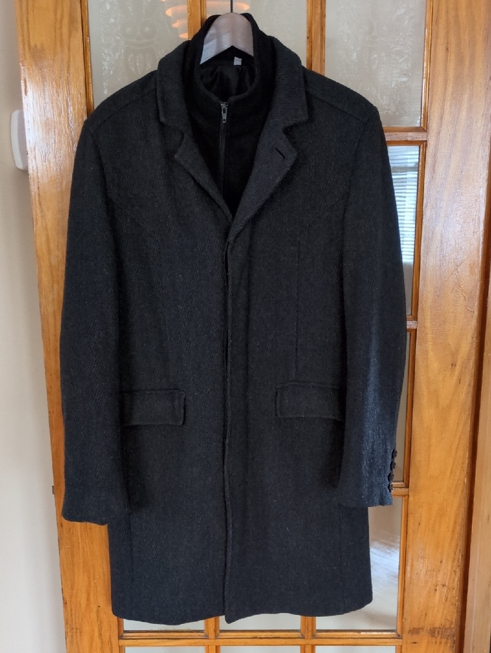 le chateau Men's Dark Charcoal Wool Peacoat